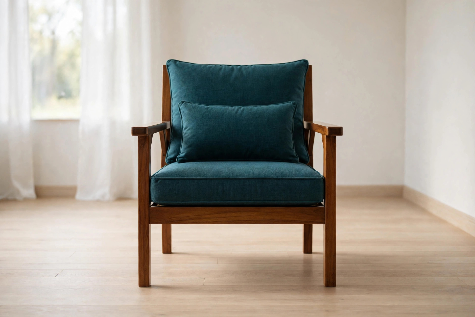 Finished wooden armchair after restoration